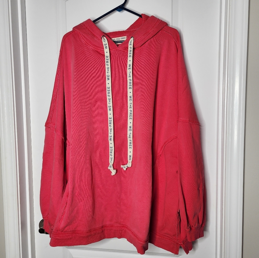Large | Women's Free People We The Free We Red Hoodie New with Tags MSRP $128